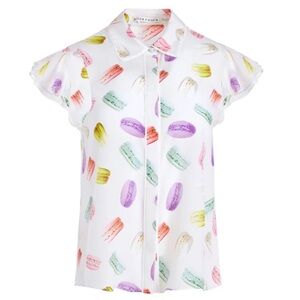 Alice and Olivia Multicolor Macaron Silk Shirt LG